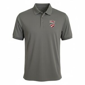 UltraClub USA Cycling Polo Men 2XL Gray Polyester Performance Short Sleeve